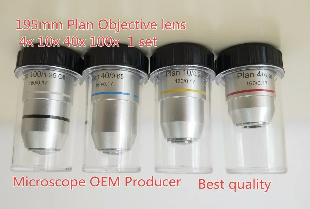 Best Microscope PLAN achromatic Objective 4x 10x 40x 100x mounting4/5