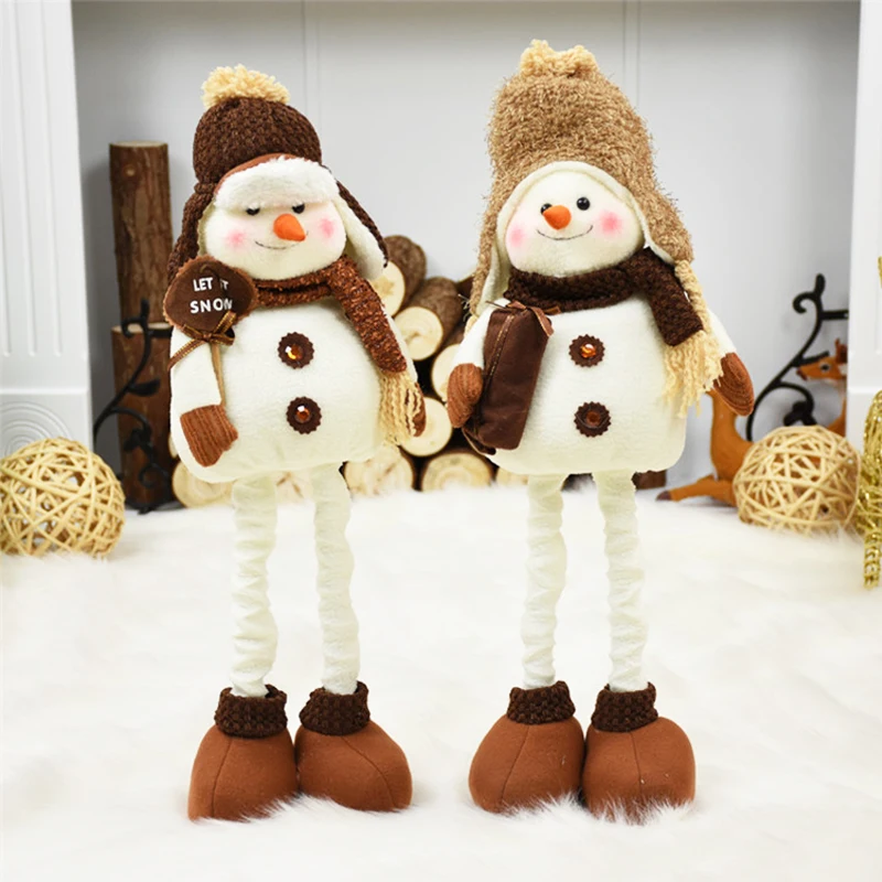 

Extendable Standing 38-55cm Snowman Dolls Christmas Decorations for Home Plush Toy Xmas Decor Ornaments And Gifts For Children