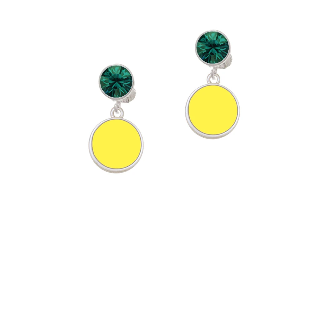 Small Yellow Enamel Disc Crystal Clip On Earrings (5)