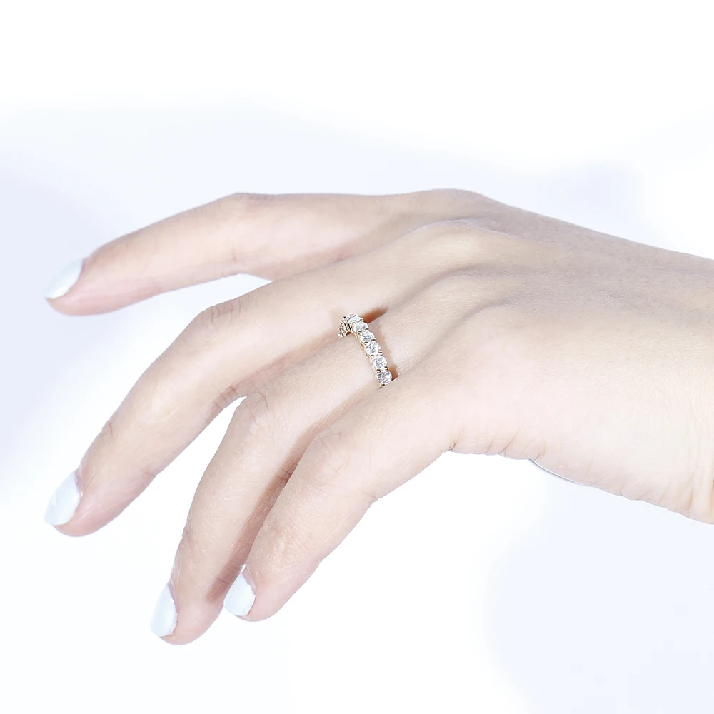 

10K Yelllow Gold Eternity Wedding Band for Women 2.5mm Moissanite F Color Anniversary Gold Ring Wedding Gift