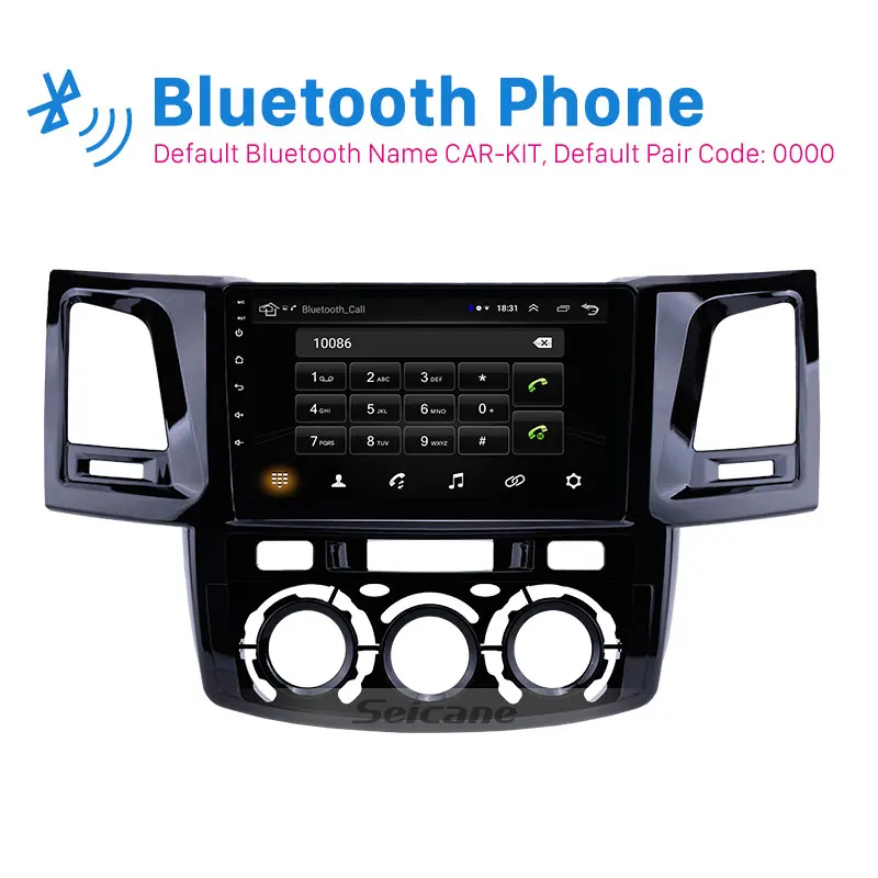 

Seicane Car 2Din Stereo GPS 9" HD Android 8.1 for Toyota Fortuner/Hilux Manual A/C 2008-2014 Left Hand Driving support Carplay
