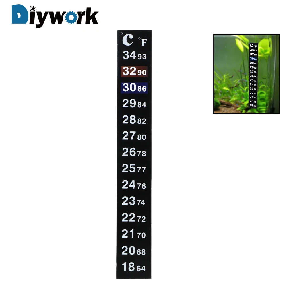 

DIYWORK Aquarium Fahrenheit Thermometer 18-34 degreeDiscoloration Fish Tank Thermometer Temperature Sticker Digital Dual Scale