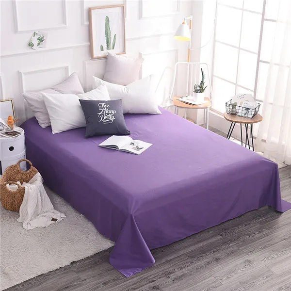 Stylish Purple Solid Color Fashion 100 Cotton Flat Sheets Queen/King