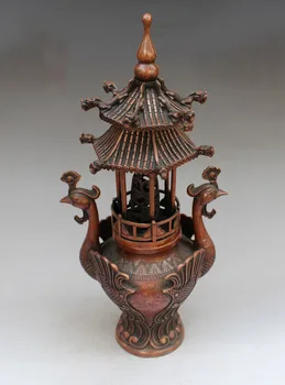 

Crafts statue Bronze peacock statue dragon and feng tower furnace pendulum aroma furnace