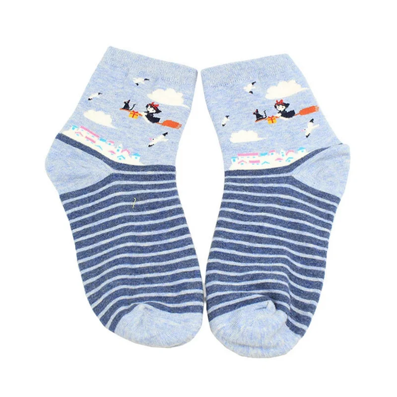 1 пара, милые носки с рисунками из мультфильмов Унесенные призраками аниме Ghibli Миядзаки Для женщин хлопковые носки Harajuku с рисунком Тоторо полосы забавные матросские носки
