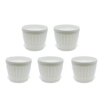 

Saim 5pcs/lot Plant Flower Pot Barrel Plastic Succulent Planter Nursery Pots Garden Plant Tray Holder Balcony Decoration Pots