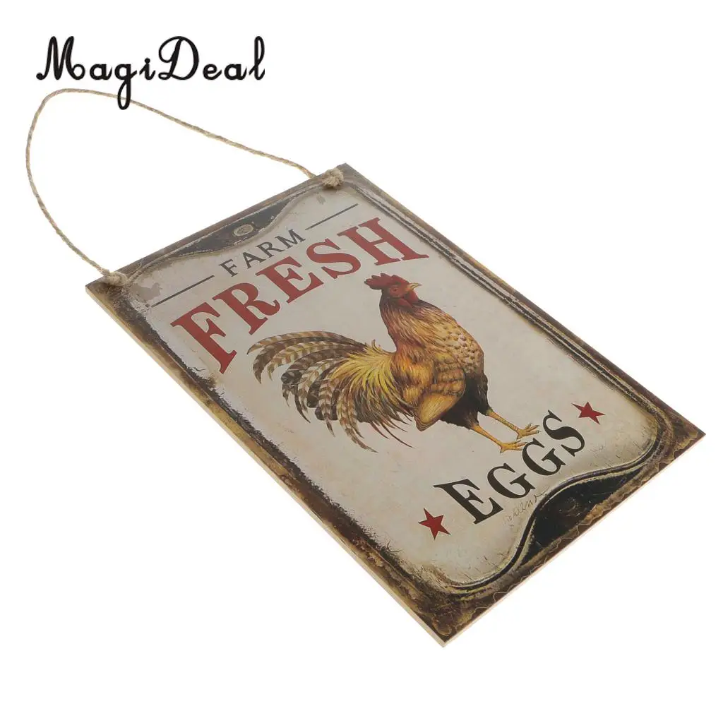 Country Style Farm Fresh Eggs Wooden Plank Sign Chicken Coop Wall Hanging Board Decorations