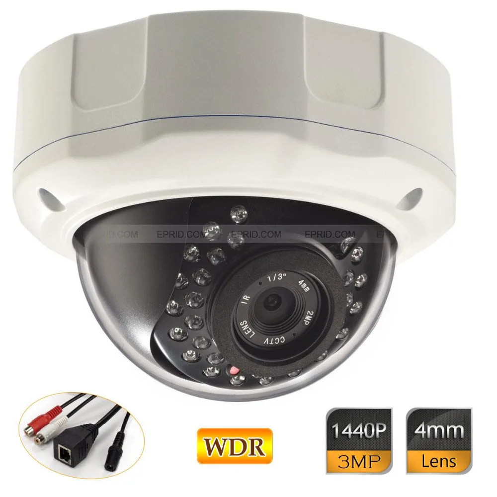 

3.0MP HD 1440P WDR 4mm IP Vandal-proof Dome Camera Network Onvif Security