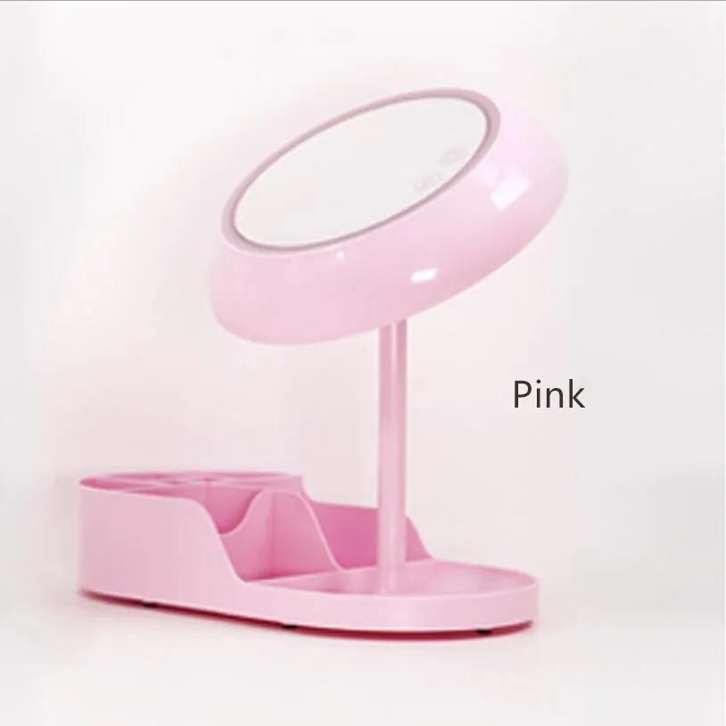 Pink Светодиодный ящик для хранения косметическое зеркало косметическое компактное макияж карманные зеркальца 10X увеличительное очки косметическое ручное зеркало - Цвет: Pink