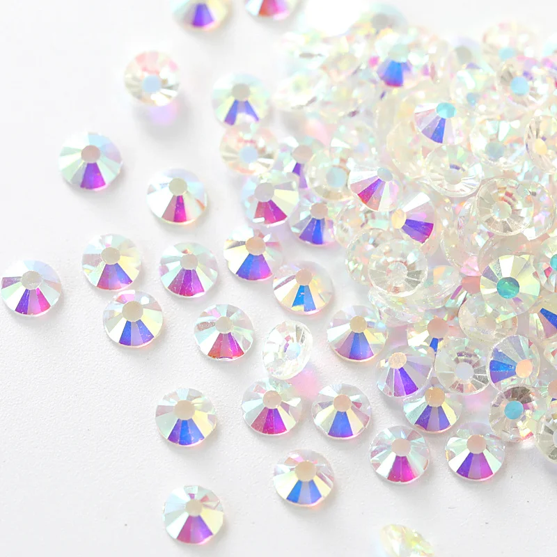 

Mixed Sizes Transparent Clear AB SS3-SS20 Glass Nail Rhinestones Flat Crystal AB Non Hotfix Stone For Nail Art Decorations B3390