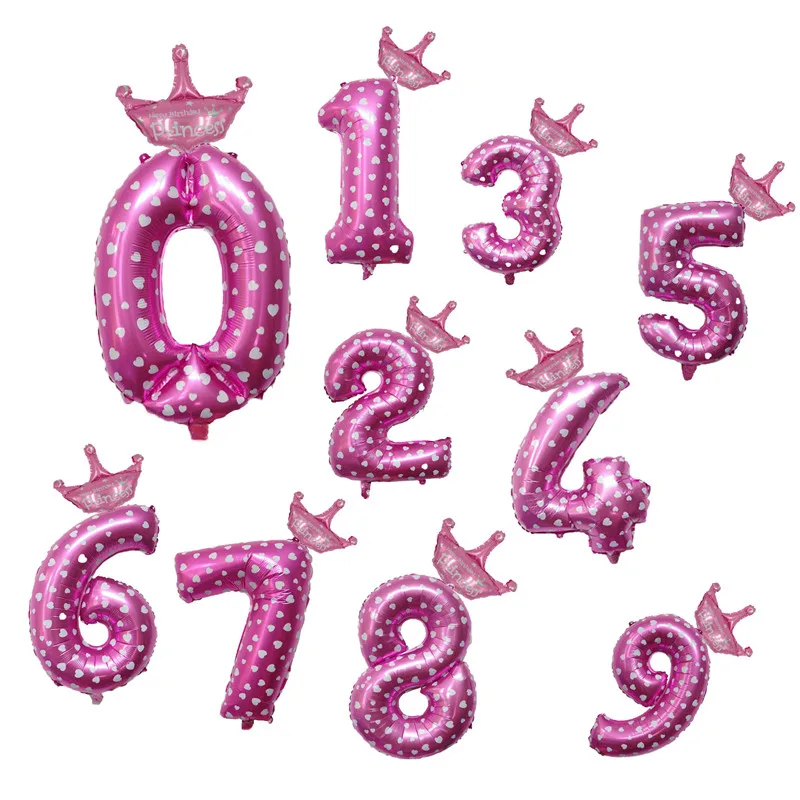 

32 Inch Pink Blue Number 0-9 Foil Balloon Digit Helium Ballons Birthday Party Wedding Air Baloons Christmas Party Supplies