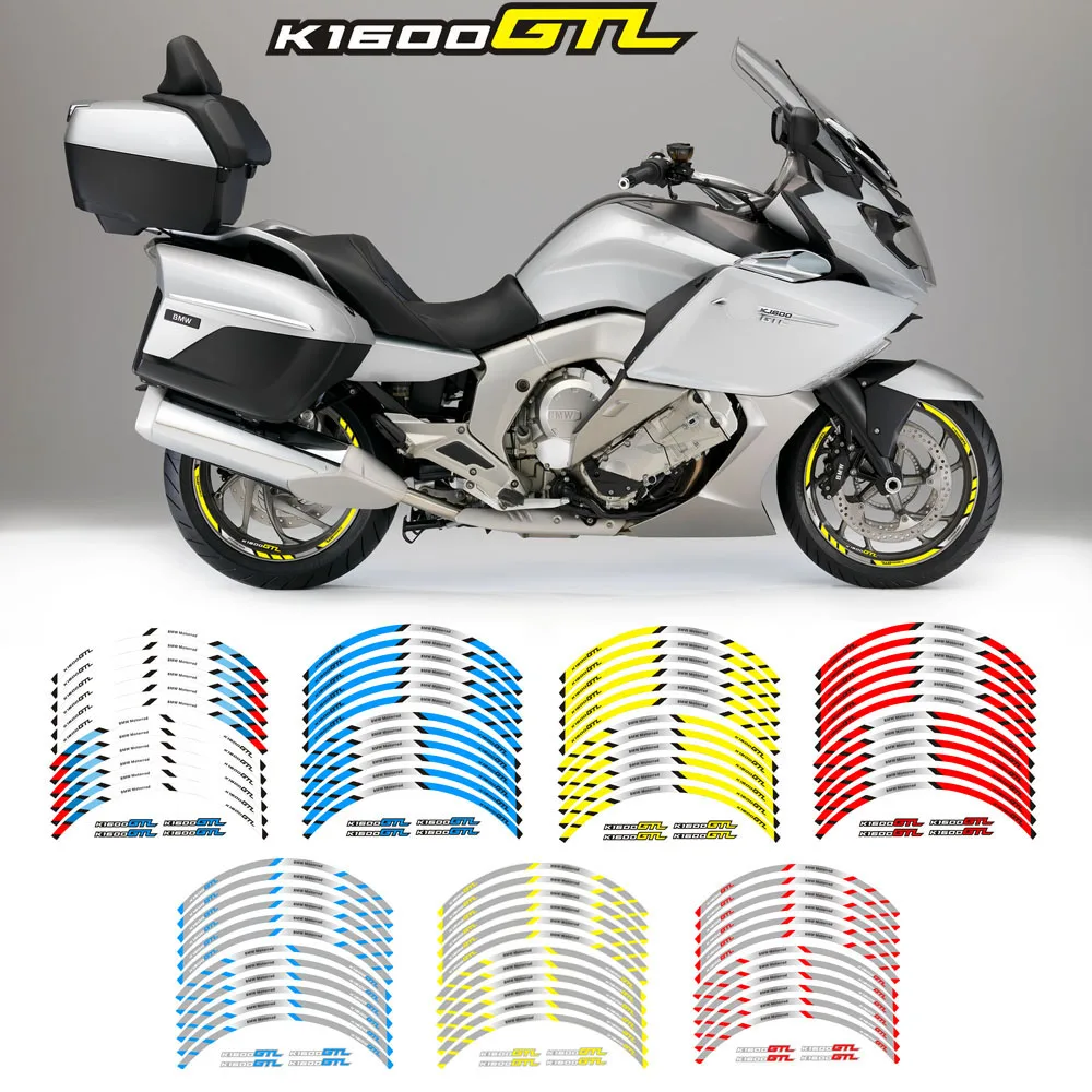 

New 12 Pcs Fit Motorcycle Wheel Sticker stripe Reflective Decals Rim For BMW K1600GTL