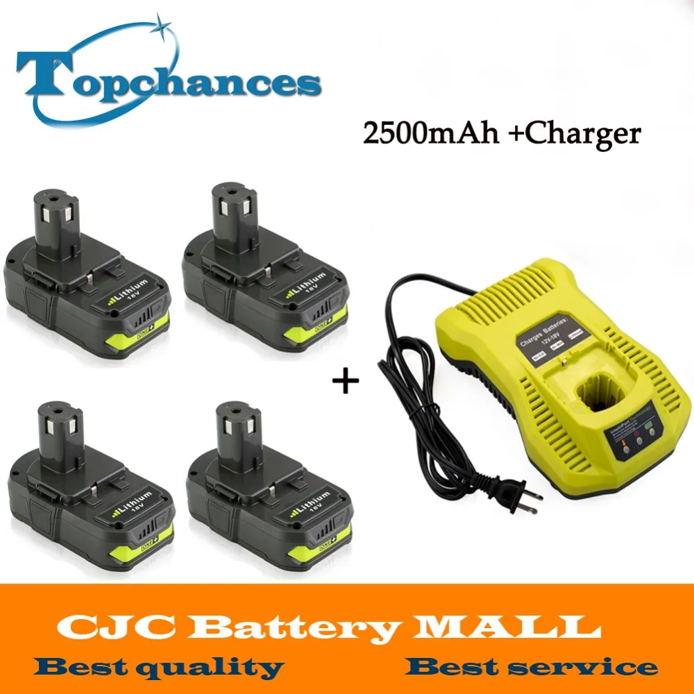 

4X 18V 2500mAh Li-Ion For Ryobi Hot P108 RB18L40 Rechargeable Battery Pack Power Tool Battery Ryobi ONE+ With Charger