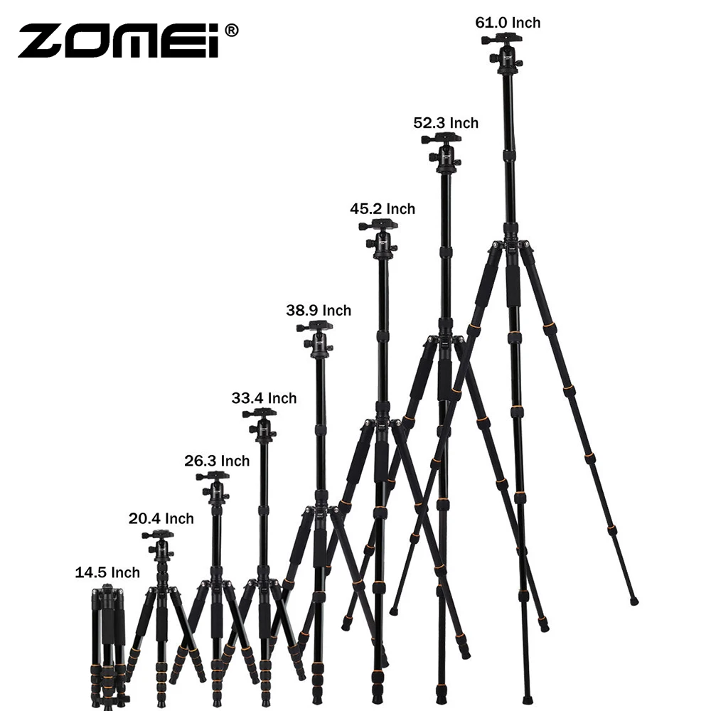 ZoMei Q666 компактный алюминиевый штатив монопод Портативная подставка для камеры для путешествий+ шаровая Головка для SLR DSLR цифровой камеры телефона