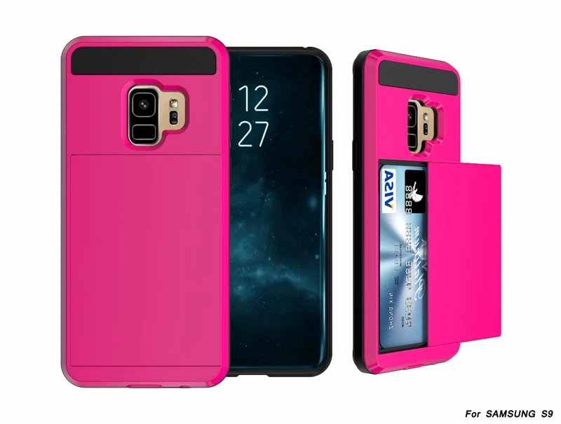 Для samsung Galaxy S10e S9 S8 Note 10 Plus чехол-кошелек с отделением для кредитных карт PC чехол для S6 S7 Edge TPU Защитный противоударный чехол - Цвет: rose red