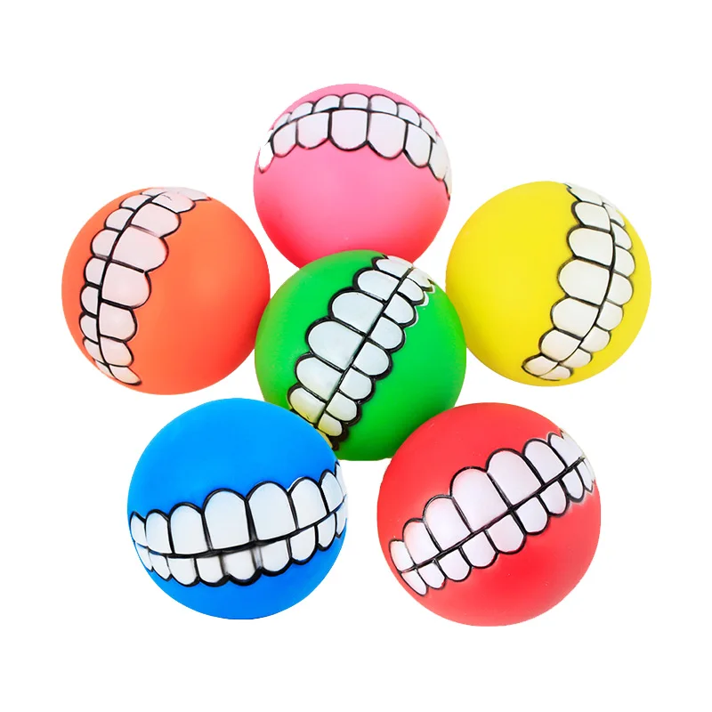 Pawstrip, 1 шт., диаметр 7 см, разноцветный шар, игрушка для собак, мягкая резиновая игрушка для щенков, звуковая игрушка для собак, смешной зуб, жевательные игрушки для собак, товары для домашних животных - Цвет: Random