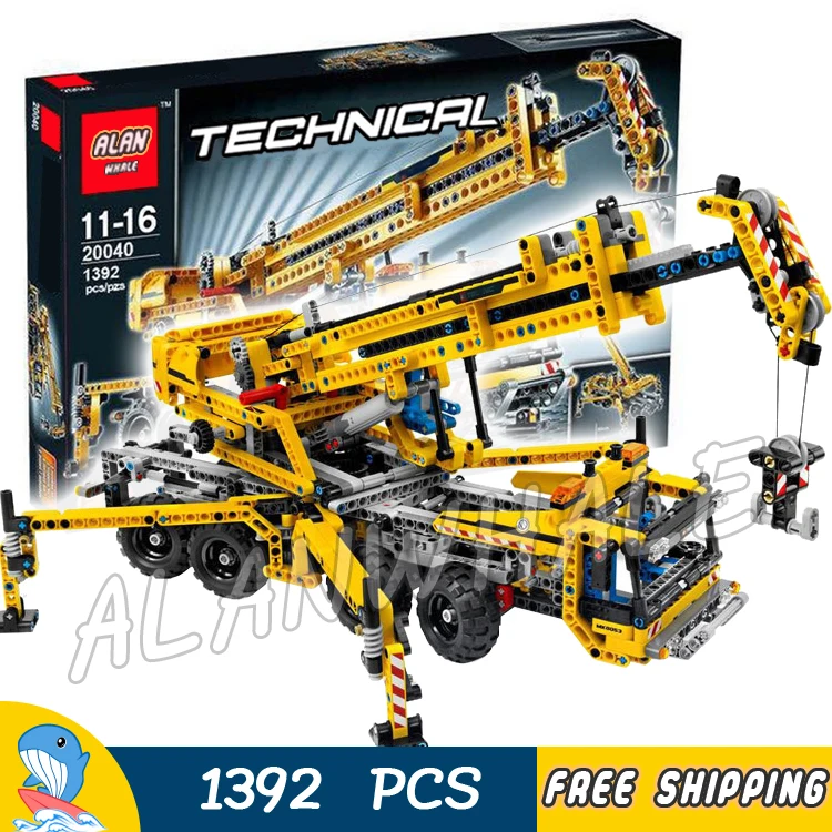 

1392pcs Techinic 2in1 Mobile Crane Arms DIY 8 Truck 20040 Wheels Figure Building Blocks Collection Toy Compatible With LegoING