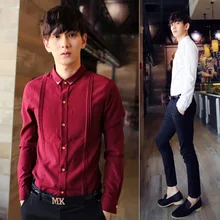 S-5XL! мужская одежда весна мода вертикальные полосы с длинным рукавом плюс размер тонкий легкий уход женатая рубашка певица костюмы