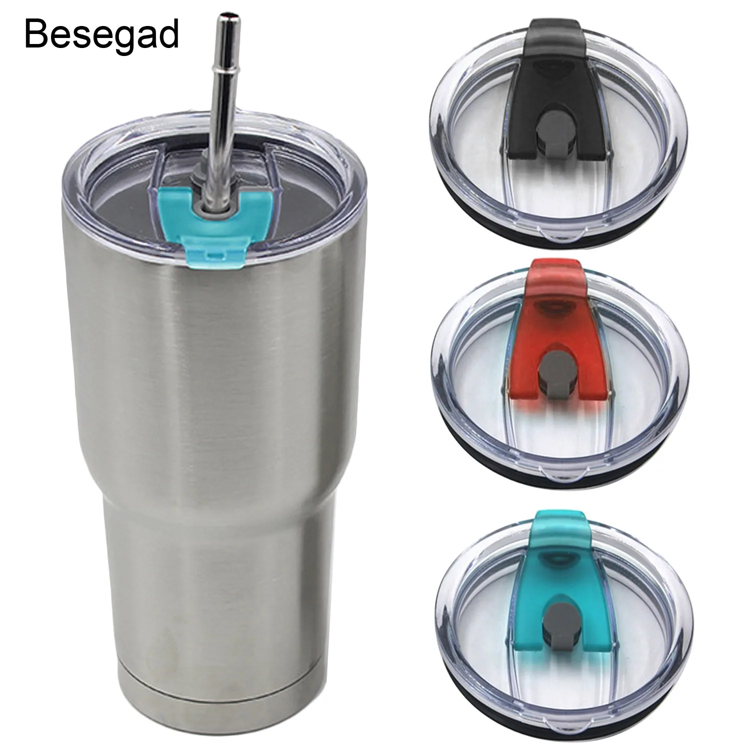 

Behogar Besegad 3pcs Spill Proof Splash Resistant Straw Friendly Replacement Tumbler Lids Covers for Yeti 30oz Cups