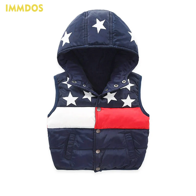 IMMDOS Boys Winter Vest Thicken Kids Vests Children Hoodies Warm Jacket