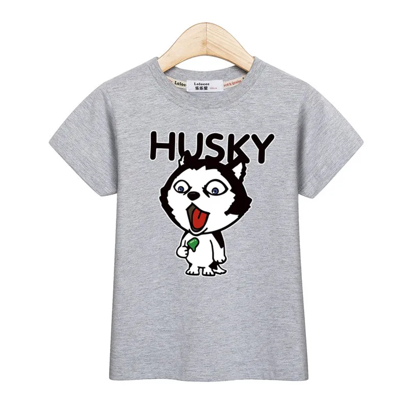 Get you fashion baby boys tops cute huskies kids clothes girls fashion t-shirt cartoon dog print kid tees summer cotton shirt - Цвет: Gray1