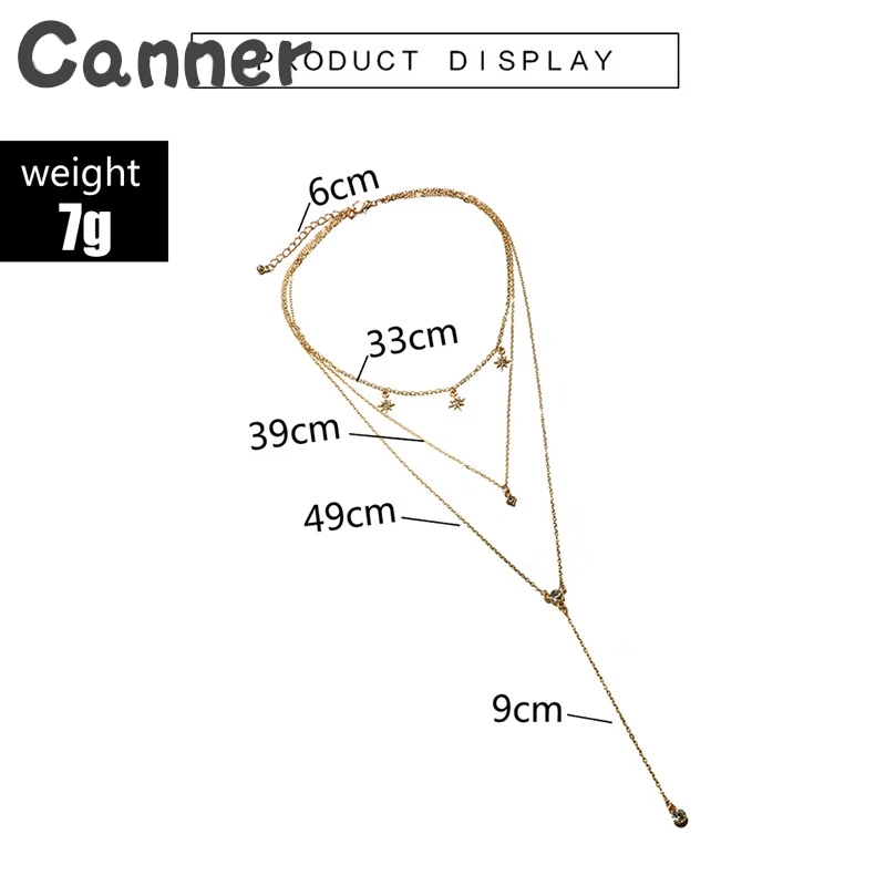 Длинное богемное ожерелье Canner со звездами, многослойное ожерелье с кристаллами, женское ожерелье золотого цвета, колье Femme, подарки s, A40