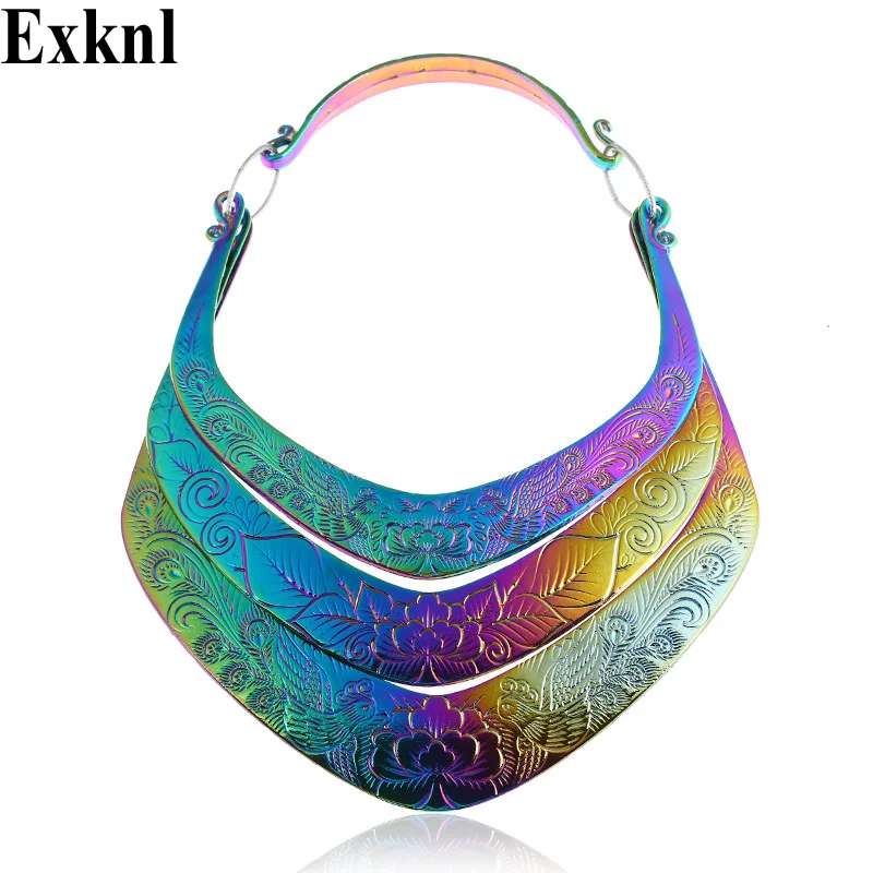 

Exknl Brand Fashion Big Bohemian Necklace Boho Flower Leaf Multilayer Large Maxi Statement Pendant Necklace Women 2018 Jewelry