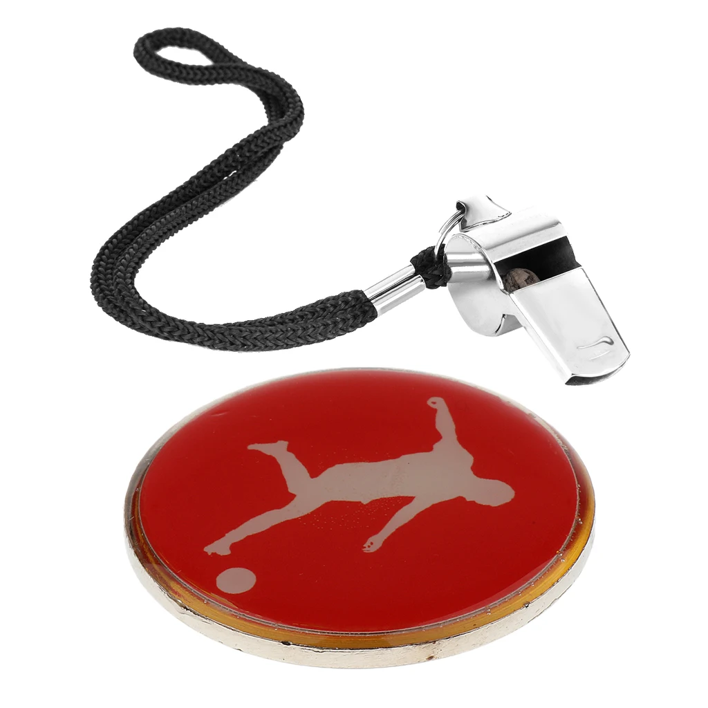 Football Soccer Referee Flip Toss Coin Disc 3.5cm With Metal Whistle  For Soccer  Football Badminton Table Tennis 
