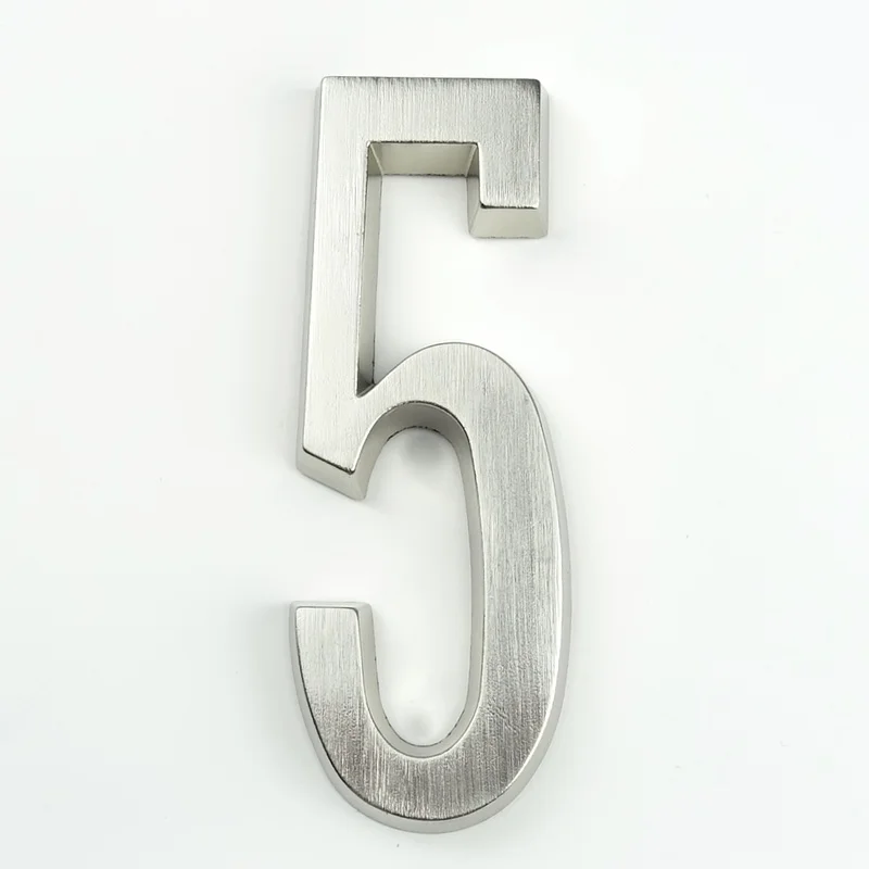 

Adhesive 101mm Height Big House Number House Door Address Number Digits Zinc Alloy Satin Nickel Big Door Address Sign #5