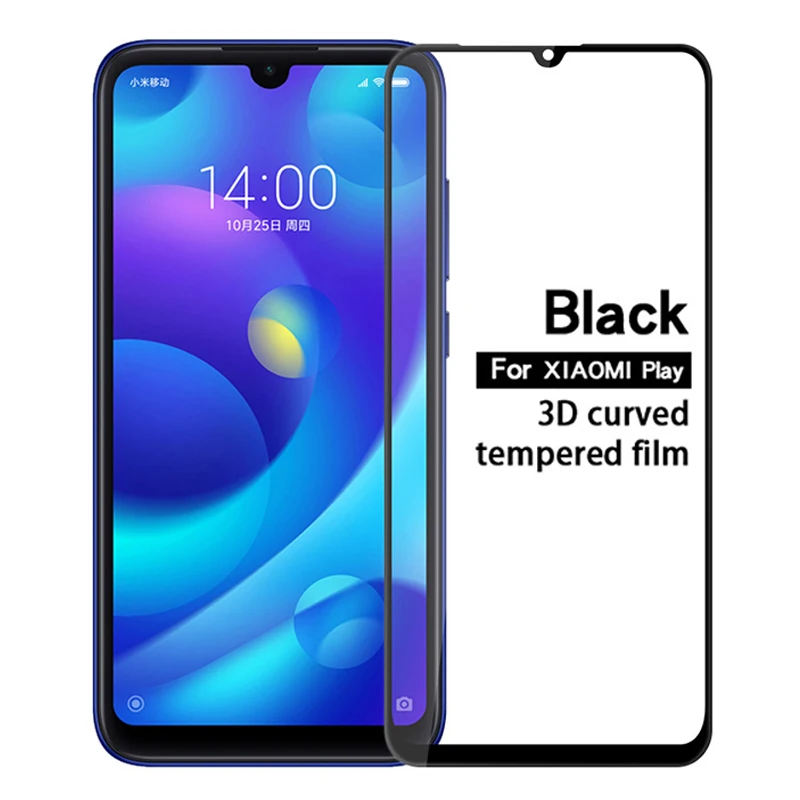 Защитное стекло для экрана Xiaomi Mi Play на Xiomi закаленное полное покрытие клеевая