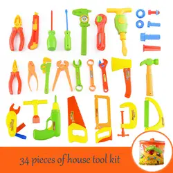 34 шт Пластик претендует конструкция игрушки в виде садовых инструментов для мальчиков образования Инструменты для ремонта Дети Мальчики