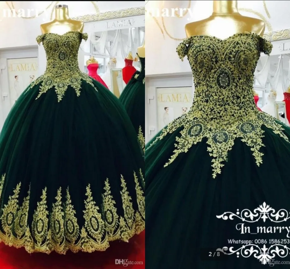 2017 real picture Emerald Green Arabic Ball Gown Prom Dresses 2017 ball