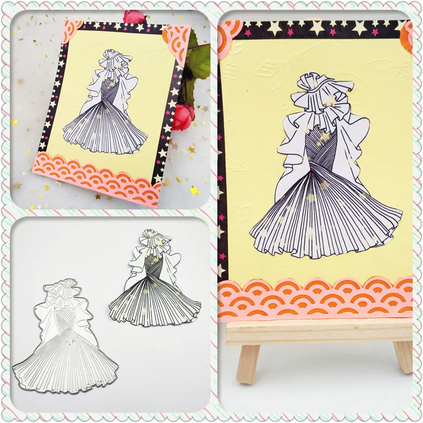 

AZSG Holy Wedding Dress Cutting Dies For DIY Scrapbooking Decorative Card making Craft Fun Decoration 7*8cm