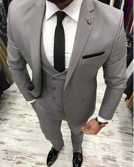 model coat pant 2018 new Suit Grey Designs Piece New Fit Slim Skinny Arrival Men 3