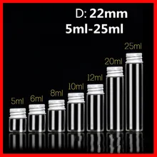 5/6/8/10/12/20/25 ml sevimli temizle cam şişeler boş Spice şişeler kavanoz DIY el sanatları ile küçük şişeler Alu vidalı kapak 100 adet/grup