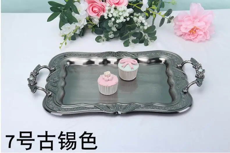 50*30 см Модные металлические поднос фрукты блюдо декоративные лоток для хранения золото подносы украшения дома FT021