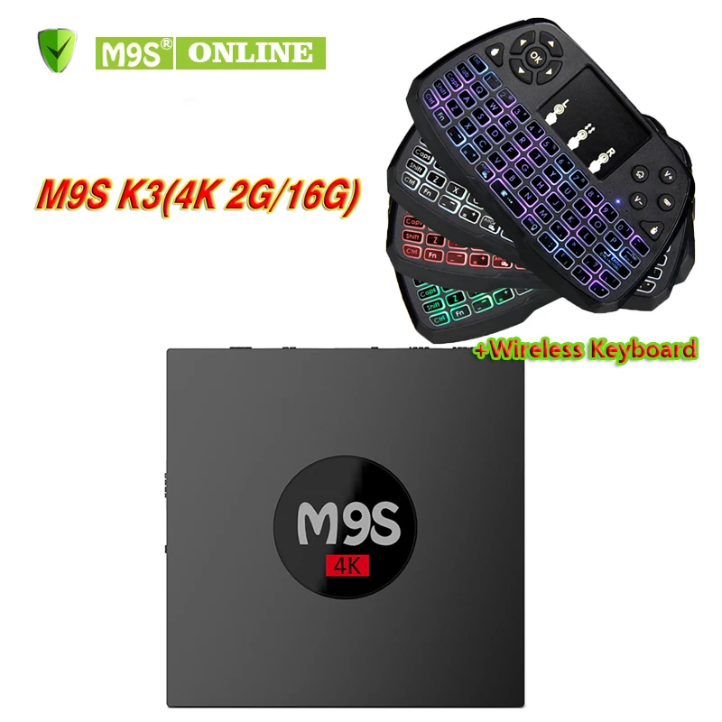 M9S K3 2GB 16GB Bluetooth Set Top Box Android 6.0 KD17.3 RK3229 Quad Core Smart TV A3 Backlit Touchpad Air Mouse | Электроника