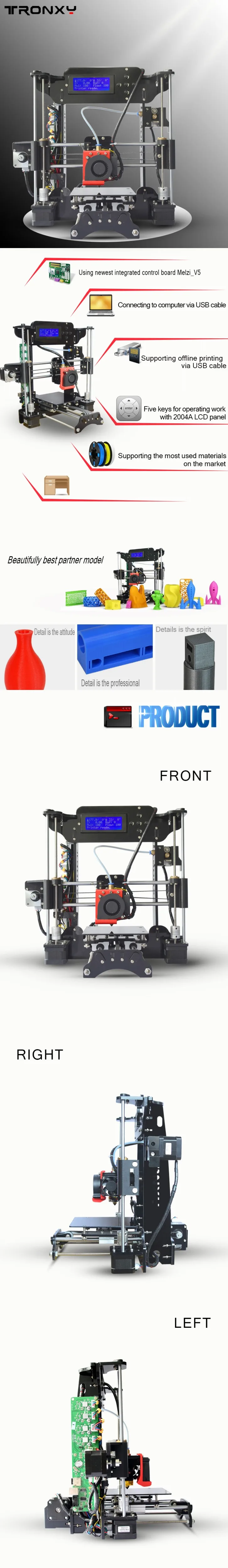 Tronxy Prusa XY100 3d принтер с открытым исходным кодом акриловая рамка Высокая точность Impressora DIY Набор lcd Горячая Распродажа машина