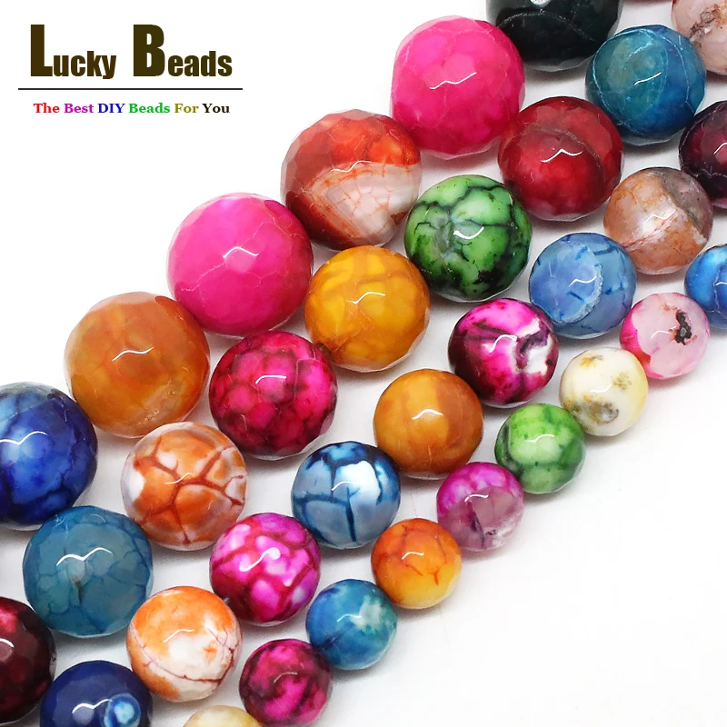 

Natural Faceted Multicolor Fire Stone Round Loose Beads For Jewelry Making 8 10 12 14MM Pick Size 15inch/strand