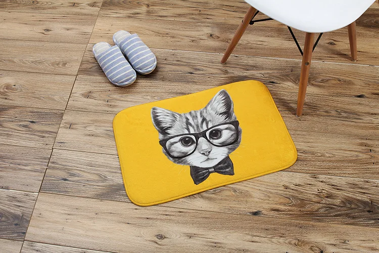 Creative Animal Head Printed Welcome Door Mats Corridor Mats Anti-slip Floor Mats Bathroom Rugs Absorbent Bedroom Carpets