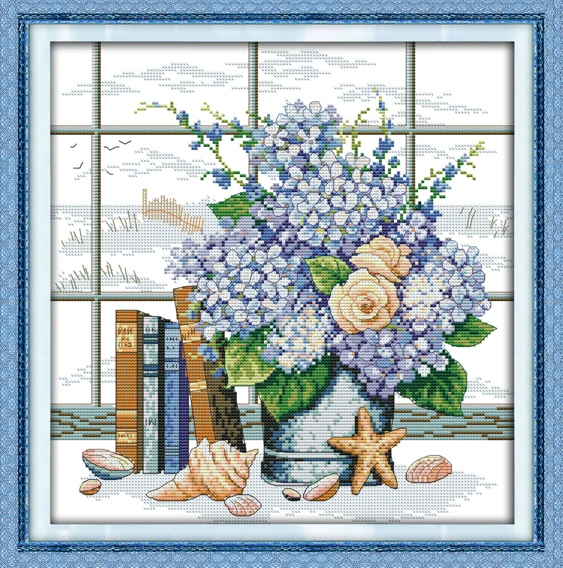

Elegant flower counted printed on fabric DMC 14CT 11CT Cross Stitch kitsembroidery needlework Sets Home Decor