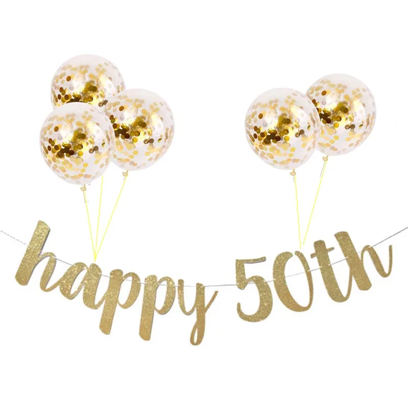 Блеск 30th 40th 50th 60th знаковые гирлянды ко дню рождения с воздушными шарами комплект счастливый декор для вечеринки в честь Дня Рождения взрослая развесель до 30 лет - Цвет: 50 banner kit C