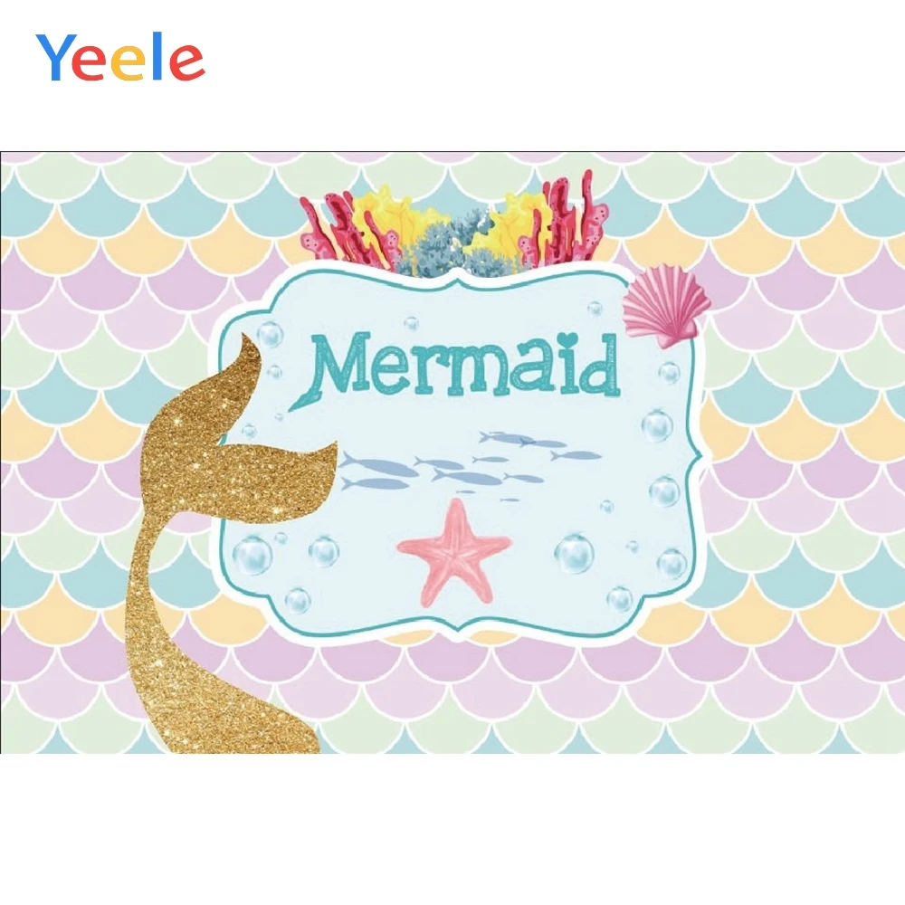 

Yeele Mermaid Shell Sea Baby Kids Children Birthday Party Photography Backdrop Custom Photographic Background For Photo Studio