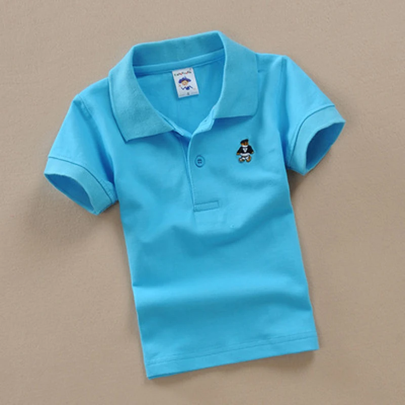 

2018 New Children Kids Polo Shirts Solid 2018 Short Sleeve Summer School Uniforms Big Teens Boys Little Girls Cotton Lapel Tops