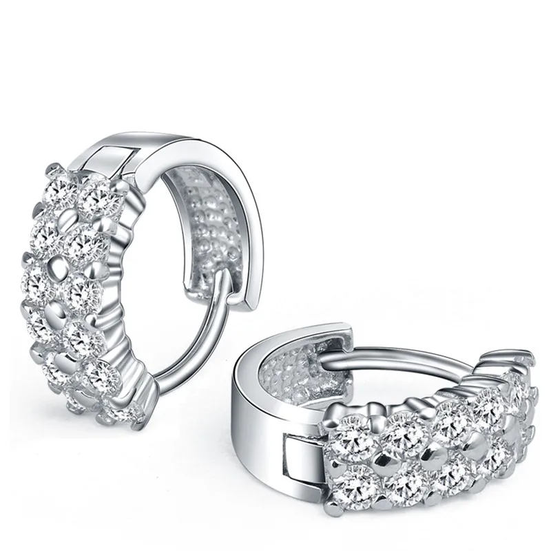 

2018 Oorbellen High Quality Luxury Super Flash Full Bling Crystal 925 Sterling Women Hoop Earrings Party Jewelry E283