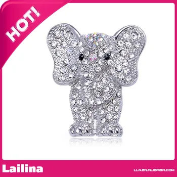 

Silver Tone Iridescent Clear Crystal Colored Rhinestones Elephant Brooch Pin