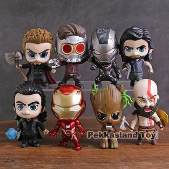 

Marvel Super Heroes Avengers Thor Loki Tree Man Iron Man War Machine Star Lord Kratos Action Figure Toys 8pcs/set