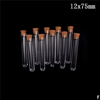 

10pcs 12*75mm Plastic Test Tube With Cork 20ml Clear Lab Experiment Favor Gift Tube refillable Bottle