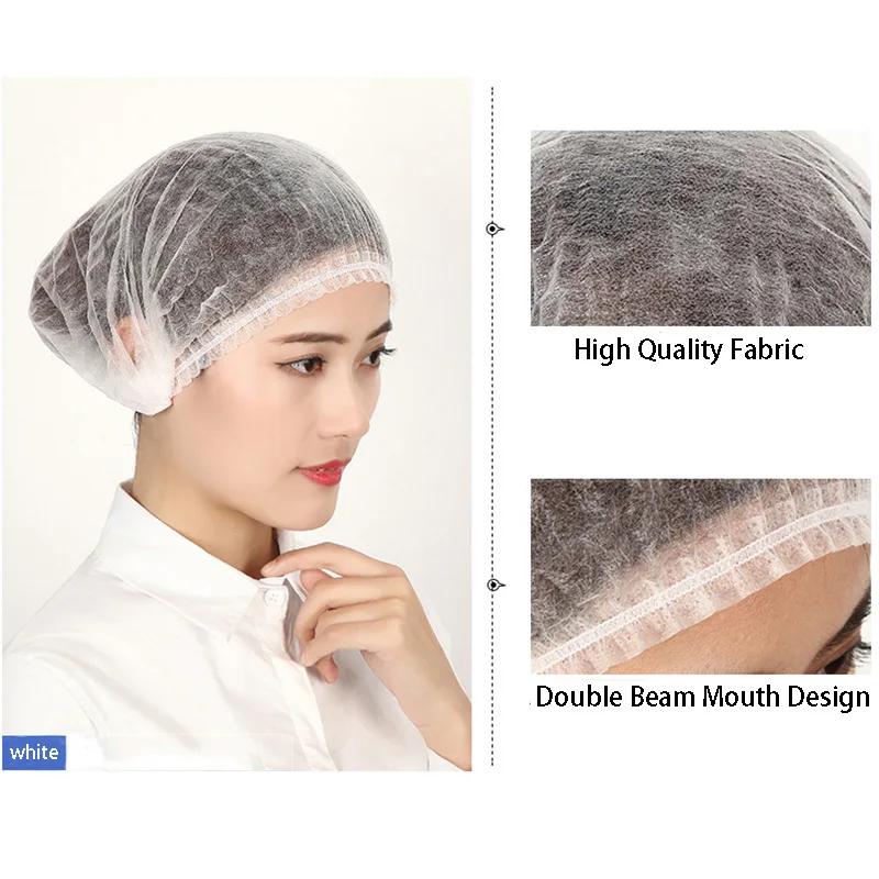 20Pcs Disposable Salon Hair Hat Anti Dust Net Bouffant Cap Non-Woven Head Cover Hat Elastic Cleaning Hair Protect Hat Cap