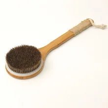 Щетка для душа с длинной бамбуковой деревянной ручкой назад скребок для спа-отшелушивающий банный массаж тела щетки- MS